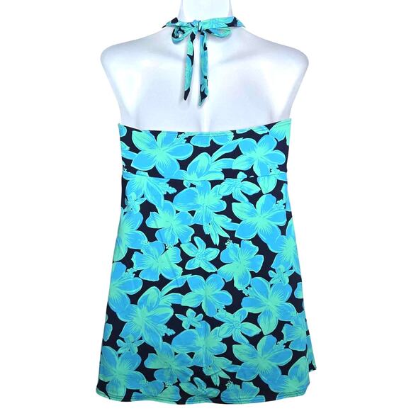 Land's End Women's Square Neck Halter Swim Dress One Piece Swimsuit Size L NWT - Picture 2 of 5